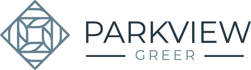 A logo with the words "PARKVIEW GREER" in white text on a green background.